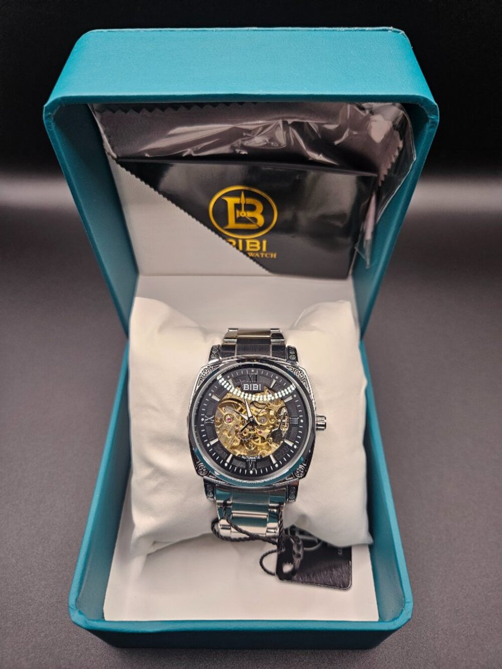 BIBI Automatic Mechanical Skeleton Watch Stainless Steel